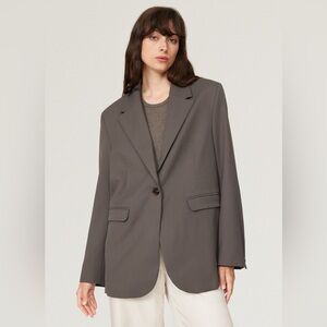 SAMSOE Oversized Single-Button Blazer in Taupe